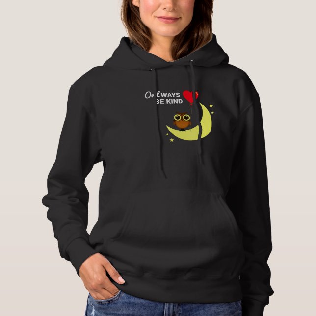 Var vänliga och var Uggla Heart Måne-stift T Shirt (Framsida)