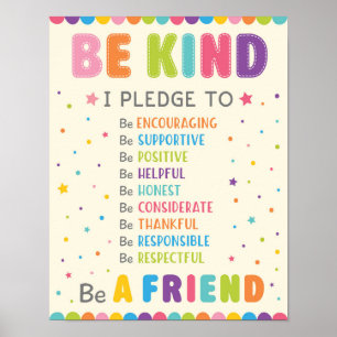 Var vänliga pledge-klassrummet Anti Bully Kampanj Poster