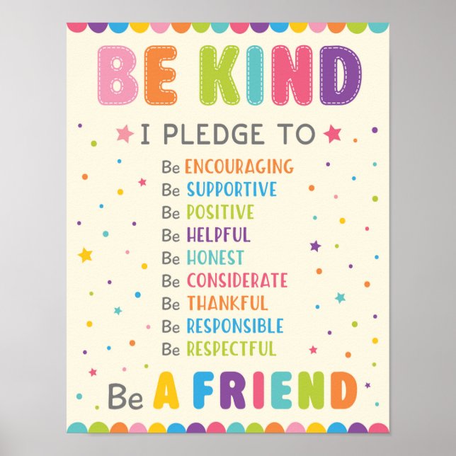 Var vänliga pledge-klassrummet Anti Bully Kampanj Poster (Framsidan)