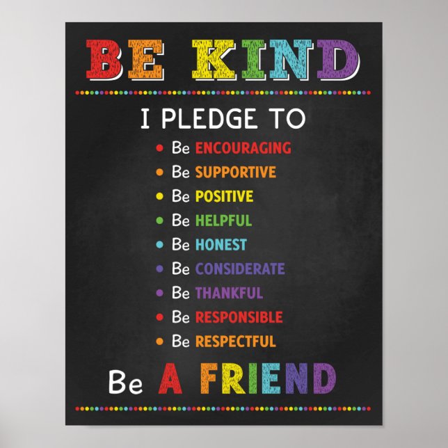 Var vänliga pledge-klassrummet Anti Bully Kampanj Poster (Framsidan)