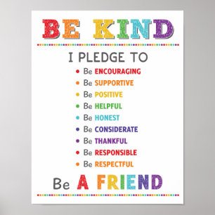 Var vänliga pledge-klassrummet Anti Bully Kampanj Poster