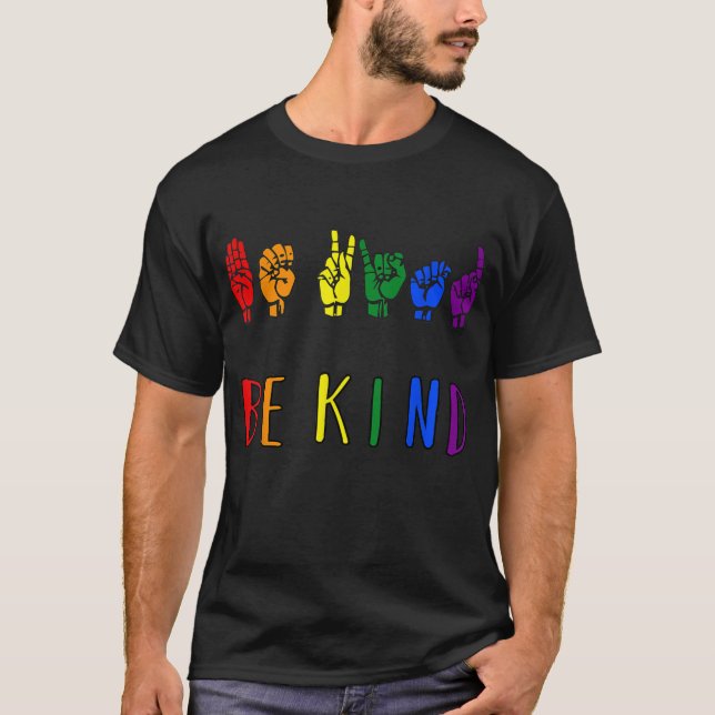 Var vänliga Pridet Skriv teckenspråk för rabattlär T Shirt (Framsida)