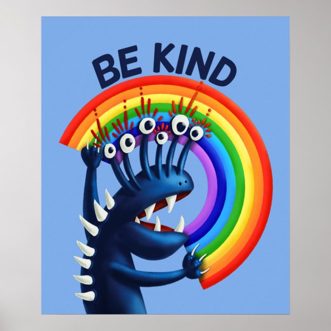 Var vänliga Rainbow Funny Kindness Poster (Framsidan)