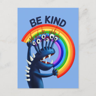 Var vänliga Rainbow Funny Kindness Vykort