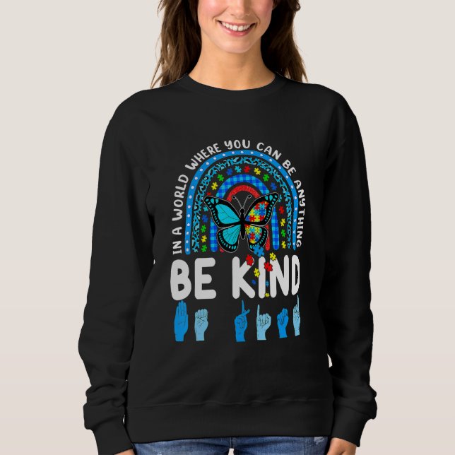 Var vänliga Rainbow Kindness Blue Autism Awareness T Shirt (Framsida)