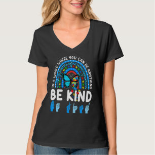 Var vänliga Rainbow Kindness Blue Autism Awareness T Shirt