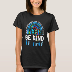Var vänliga Rainbow Kindness Blue Autism Awareness T Shirt