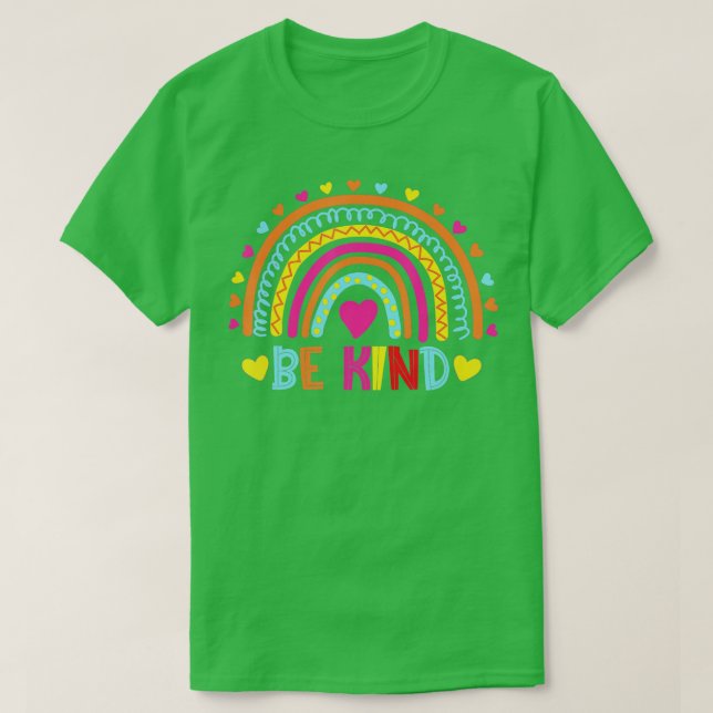 Var vänliga Rainbow Kindness InspirationalGirls Wo T Shirt (Design framsida)