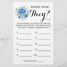 Var var de? Blåblommigt spelkort Flygblad