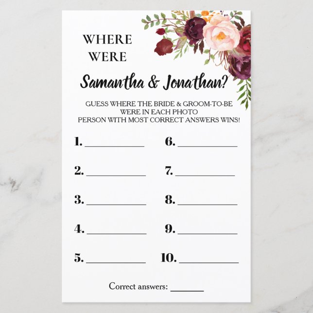 Var var de Marsala Flowers Möhippa Game? (Framsida)