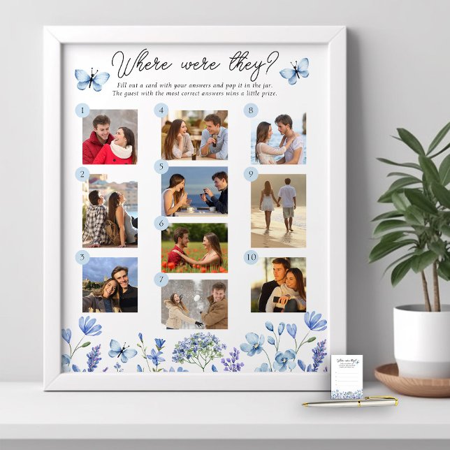 Var var de som spelade 10 Photo Blue Wildblomma? Poster (Where Were They Photo Game Poster from my Blue Wildflower Bridal Shower Collection
)