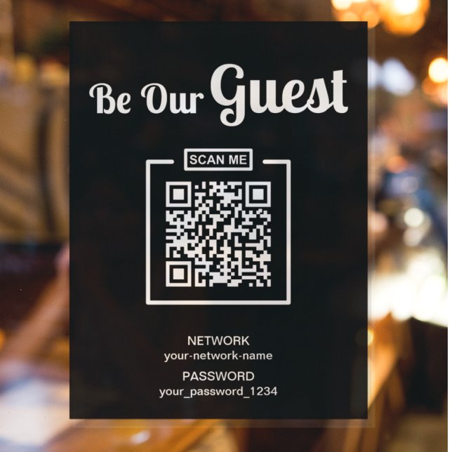 Var vår gäst i WiFi-lösenordet QR Code Black & Whi Poster (Skapare uppladdad)