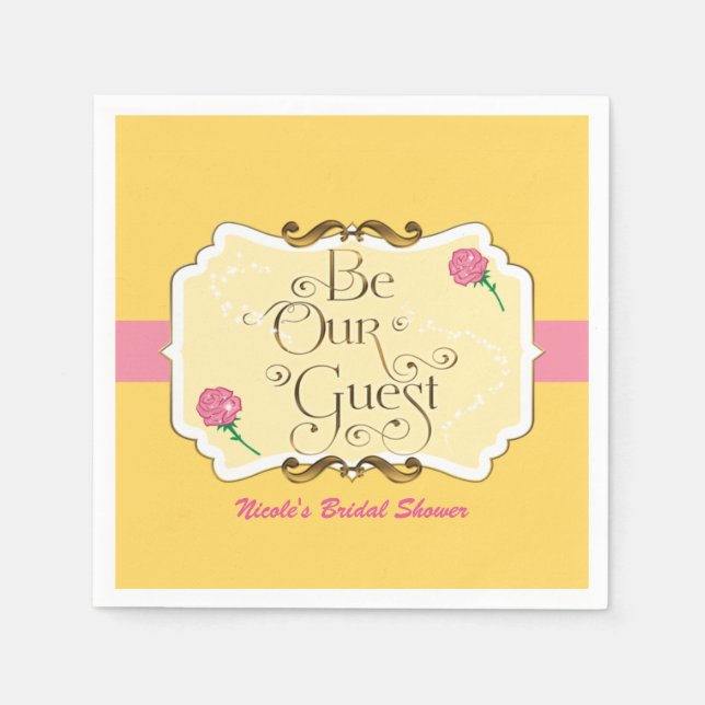 Var vår gäst Rosa & Gula Roser Prinsessans Flicka  Pappersservett (Framsidan)