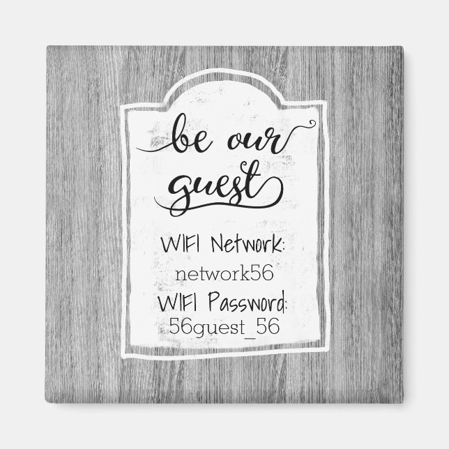 Var vår Gäst WiFi Information Password Magnet (Framsidan)