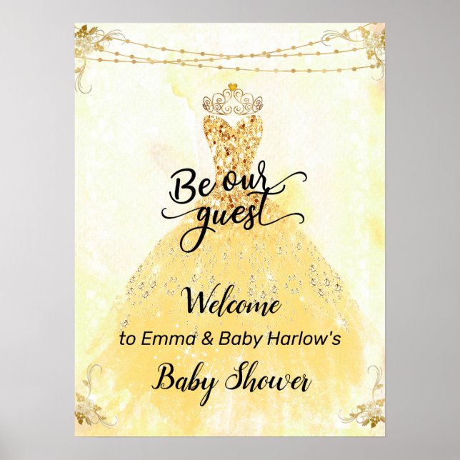 Var vår gästprinsessa Baby Shower Välkomstskylt Poster (Framsidan)