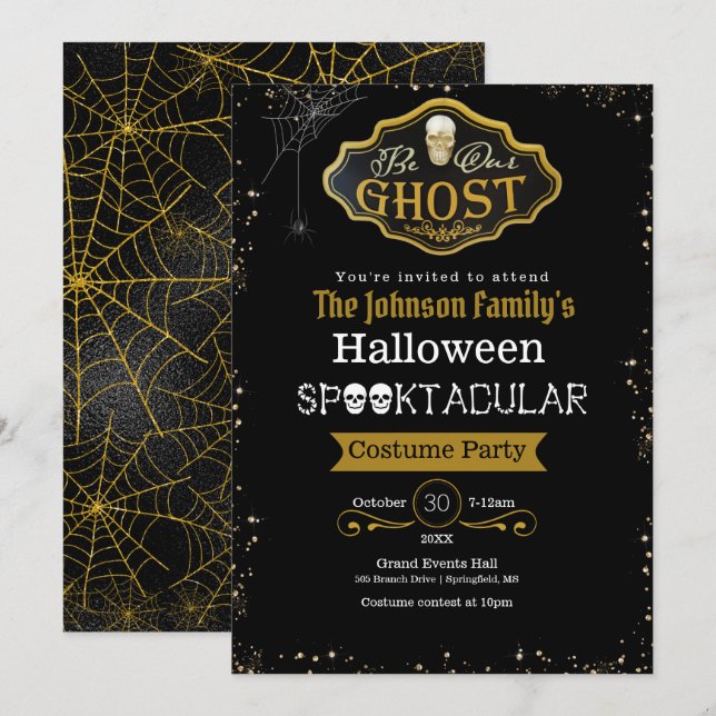 Var vår inbjudan till Ghost Black & Guld Costume P (Fram/baksida)