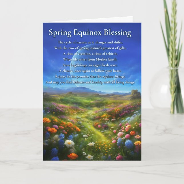 Vår Vårdagjämning Ostara Vacker Blomma Kort (Framsida)