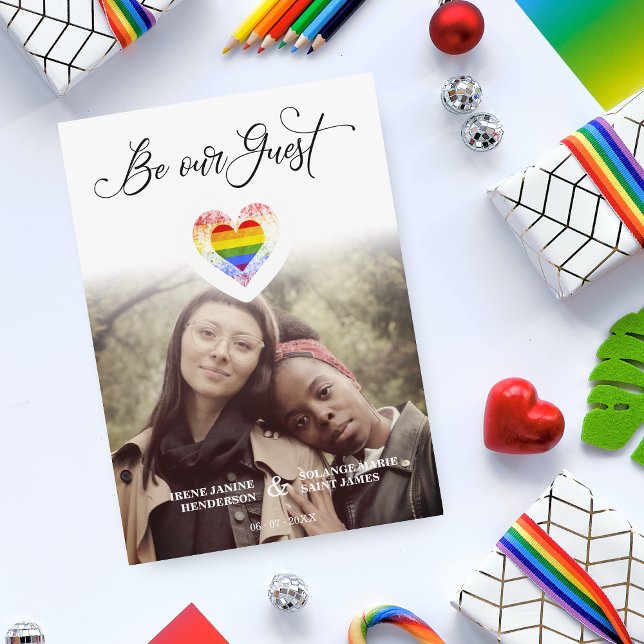 Var vårt gästPride Rainbow Heart Lesbisk Gay LGBT Inbjudningar (Skapare uppladdad)