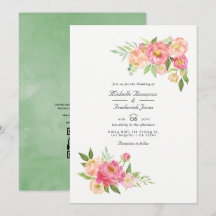 Vår Vattenfärg Peonies QR-kod RSVP Bröllop