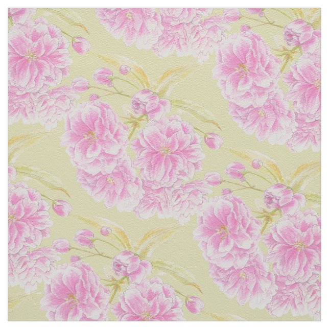 Vår vattenfärgen rosa blommar  blommar tyg (Prov)