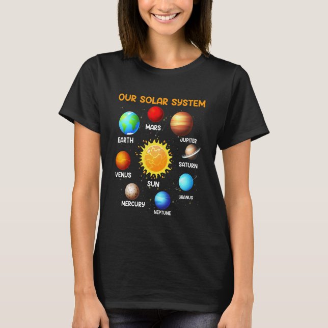 Vår vetenskapliga astronomi i solsystemet t shirt (Framsida)