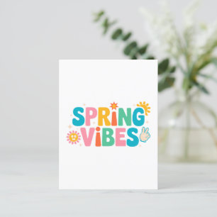 Vår Vibes - Cute & Colorful Säsong Lettering Vykort