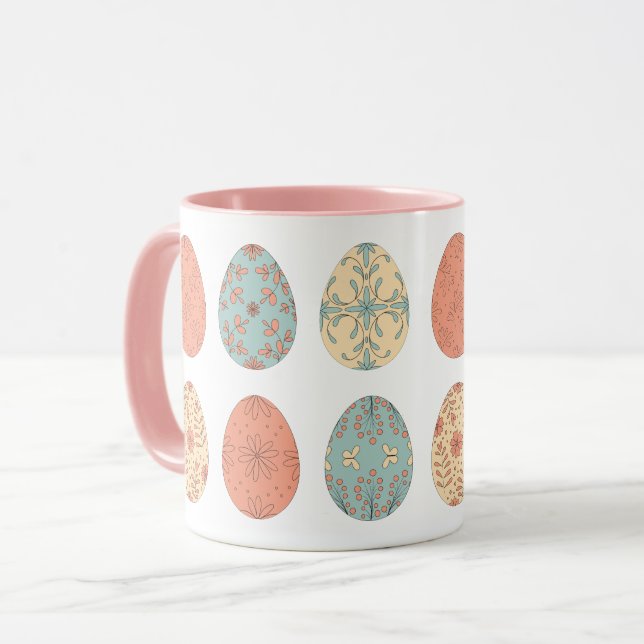 Vår Vibes - Påsk Blommigt Patterned Eggs Mugg (Framsida vänster)