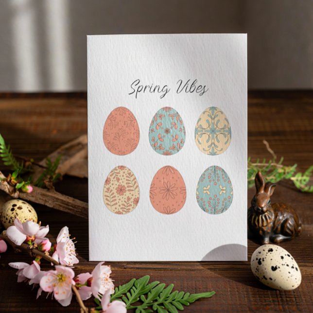 Vår Vibes - Påsk-kort med Blommigt E Helg Vykort (Skapare uppladdad)