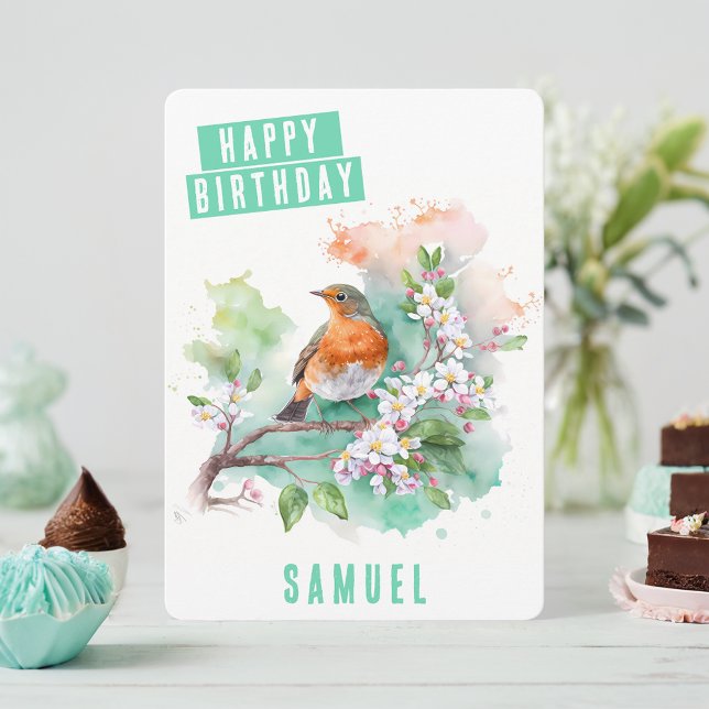 Vår vibes Robin Birthday Card Julkort (Skapare uppladdad)