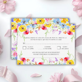 Vår Vibrant Watercolor Flowers QR Code Bröllop OSA Kort