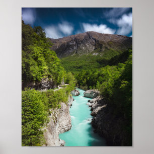 Vår vid floden Soča från Napoleon-bron Poster
