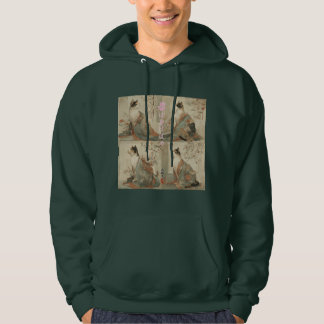 "Vår vid gryning" Japansk katt i kimono-konst Hoodie
