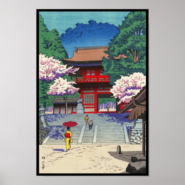 Vår vid Kurama Temple Asano Takeji shin hanga Poster (Framsidan)
