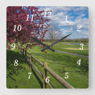 Vår vid Rivercut Wall Clock Fyrkantig Klocka