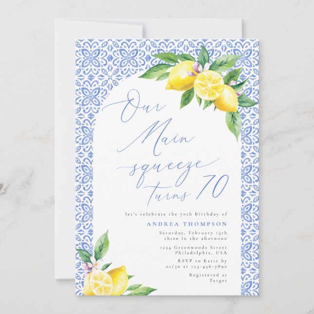 Vår viktigaste krämning fyller 70 lemon italienska inbjudningar (Framsida)