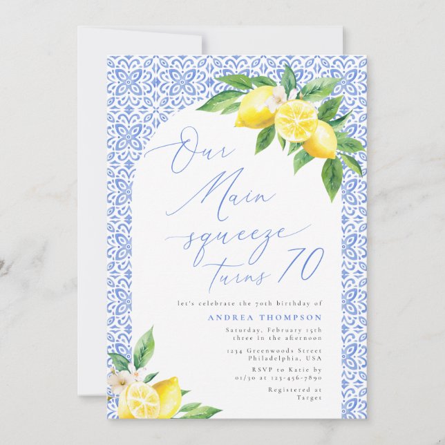 Vår viktigaste krämning fyller 70 lemon italienska inbjudningar (Framsida)