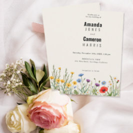 Vår Vild Flower Meadow Bröllop Inbjudningar