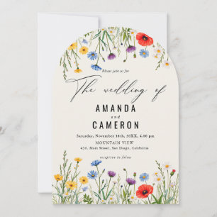 Vår Vild Flower Meadow Bröllop Inbjudningar