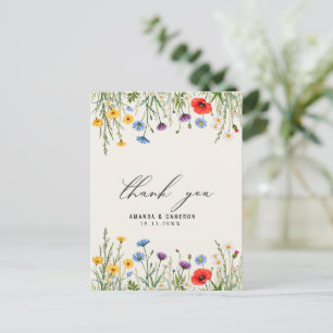 Vår Vild Flower Meadow Bröllop Tack Vykort