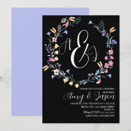 Vår Vild Flower WAN Lila Black Bröllop Inbjudningar