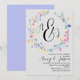 Vår Vild Flower WAN Pastel Lila Grått Inbjudningar