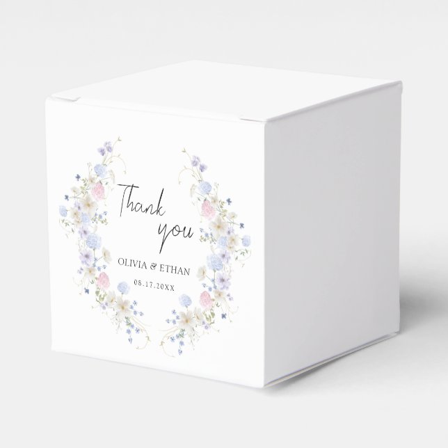 Vår vilda blommor lila rosa bröllop tack presentaskar (Framsidan Sidan)