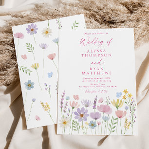 Vår vildblomma fjäril blomster trädgård bröllop inbjudningar