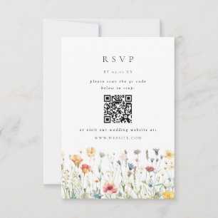 Vår vildblomma QR-kod bröllopsbekräftelsekort OSA Kort
