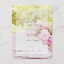 Vår-vintage-blomsterbrev SPARA DATUM Meddelande Vykort