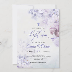 Vår vintage lila blommor lilac violet Baptism Inbjudningar
