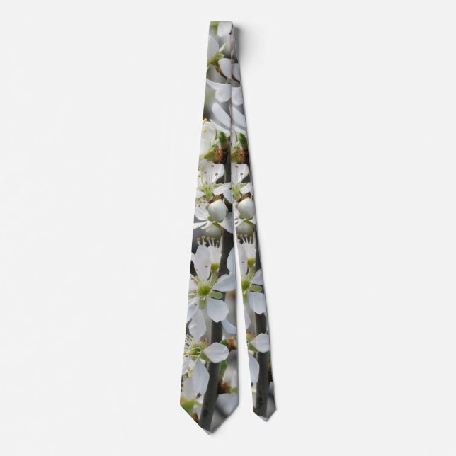 Vår,Vita Blommar Photo Neck Tie Slips (Framsida)