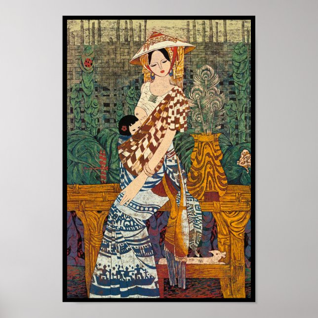 Vår Warmth Chen Yongle orientaliskt dam och barn Poster (Framsidan)