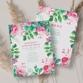 Vår Watercolor Blommigt 30 Birthday Program Menu