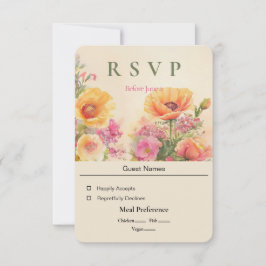 Vår Watercolor Blommigt Bröllop Kort